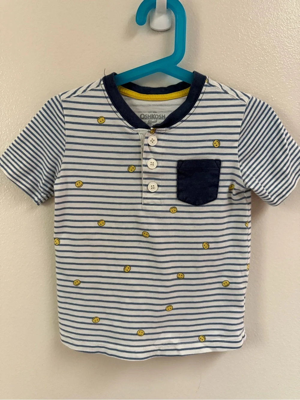 OshKosh Navy Striped Smiles Henley Tee White & Navy